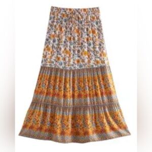 Anthropologie Floral Bohemian Maxi Skirt